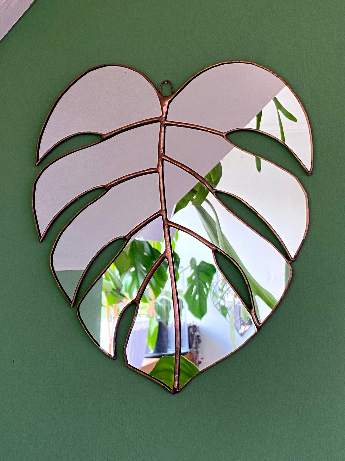Espejo De Hoja De Monstera Mediano Hecho a Mano