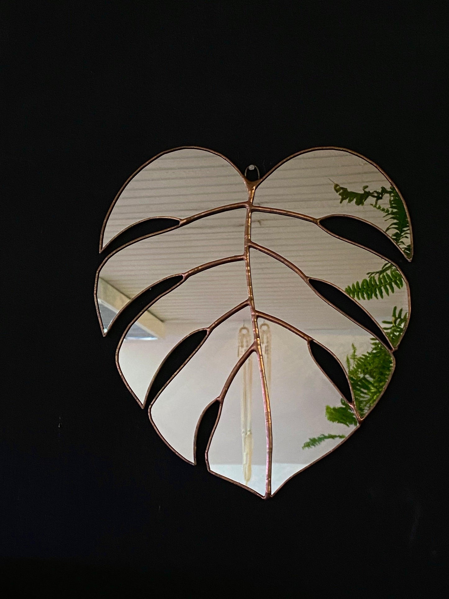 Espejo De Hoja De Monstera Mediano Hecho a Mano