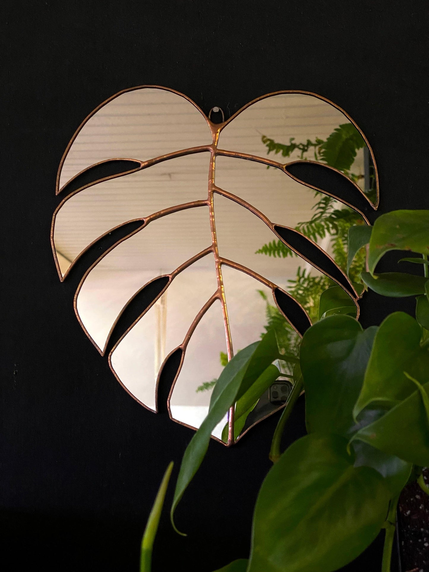 Espejo De Hoja De Monstera Mediano Hecho a Mano
