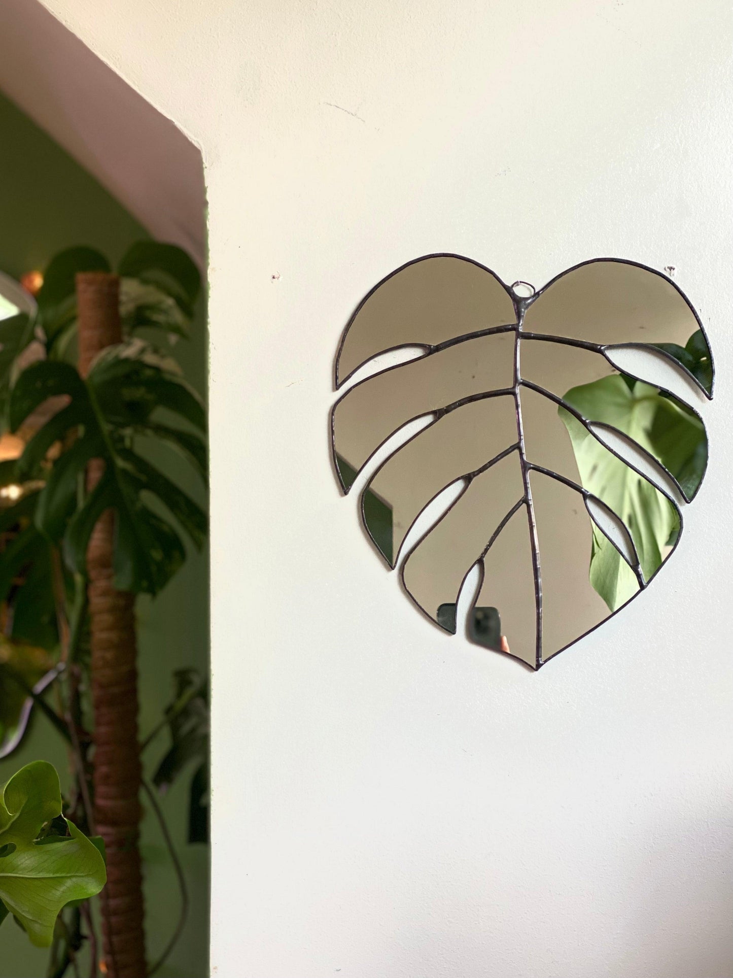 Espejo De Hoja De Monstera Mediano Hecho a Mano