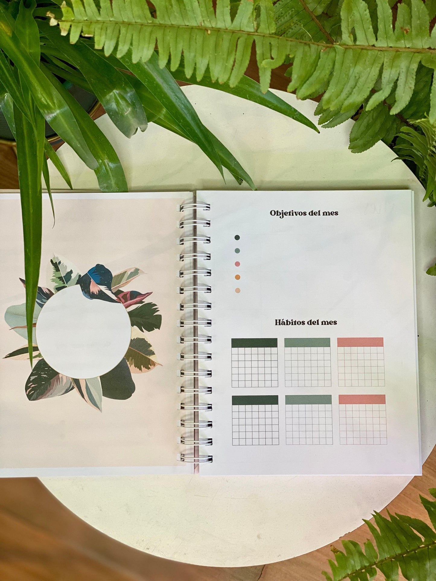 Planner con diseño patrones botánicos