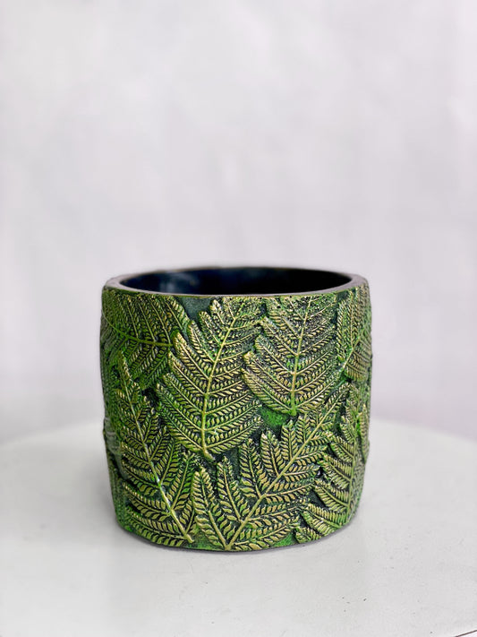 Maceta de concreto Follajes verde 13x13 cms