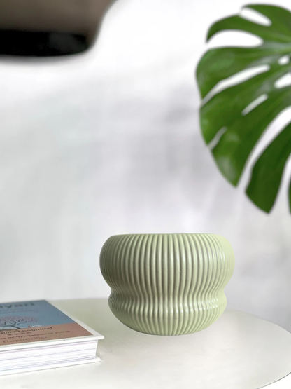 Macetero ceramica capas verde 15x10 cm