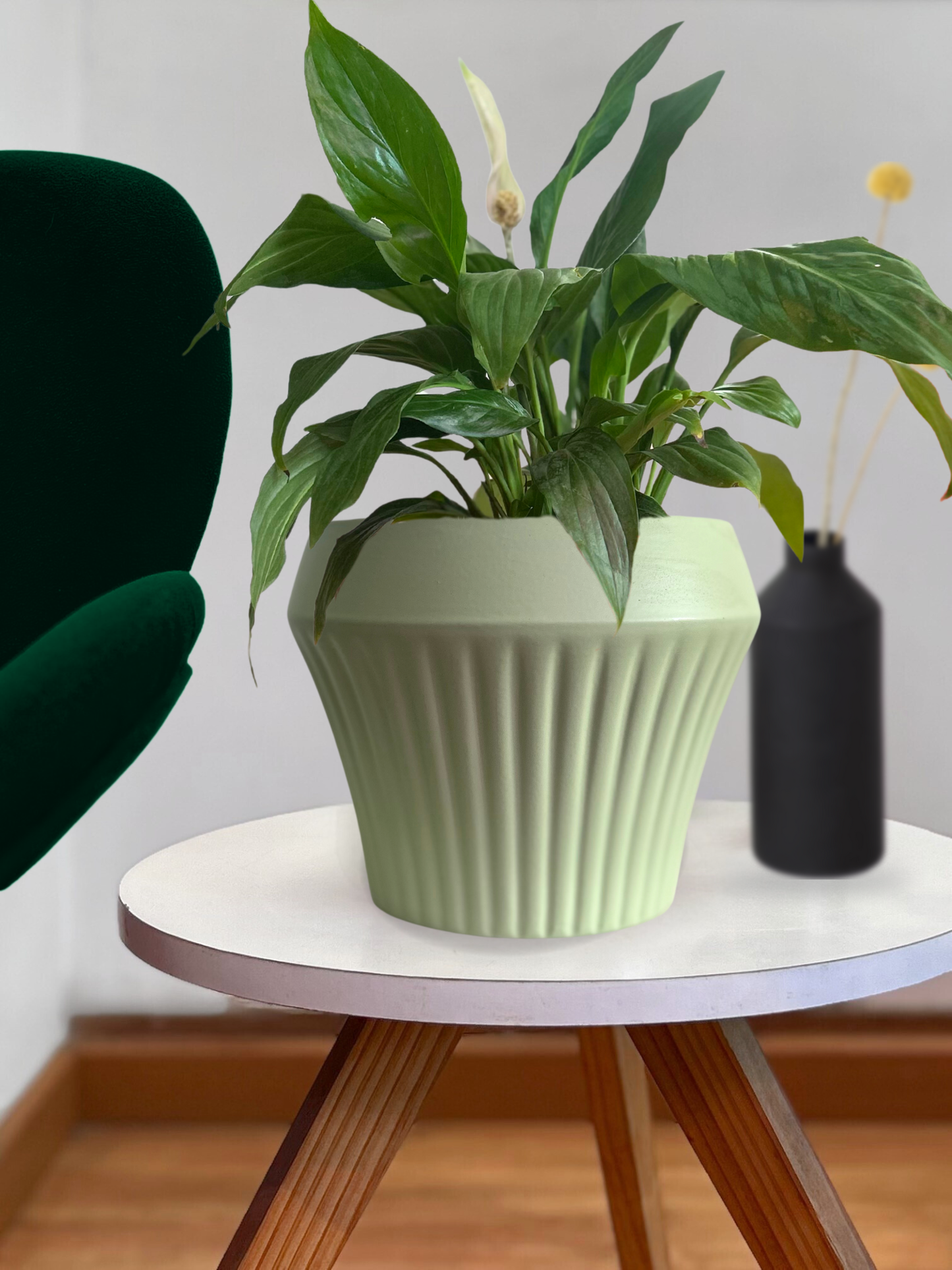 Macetero ceramica verde agua forma 16x15 cm