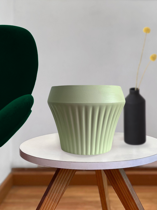 Macetero ceramica verde agua forma 16x15 cm