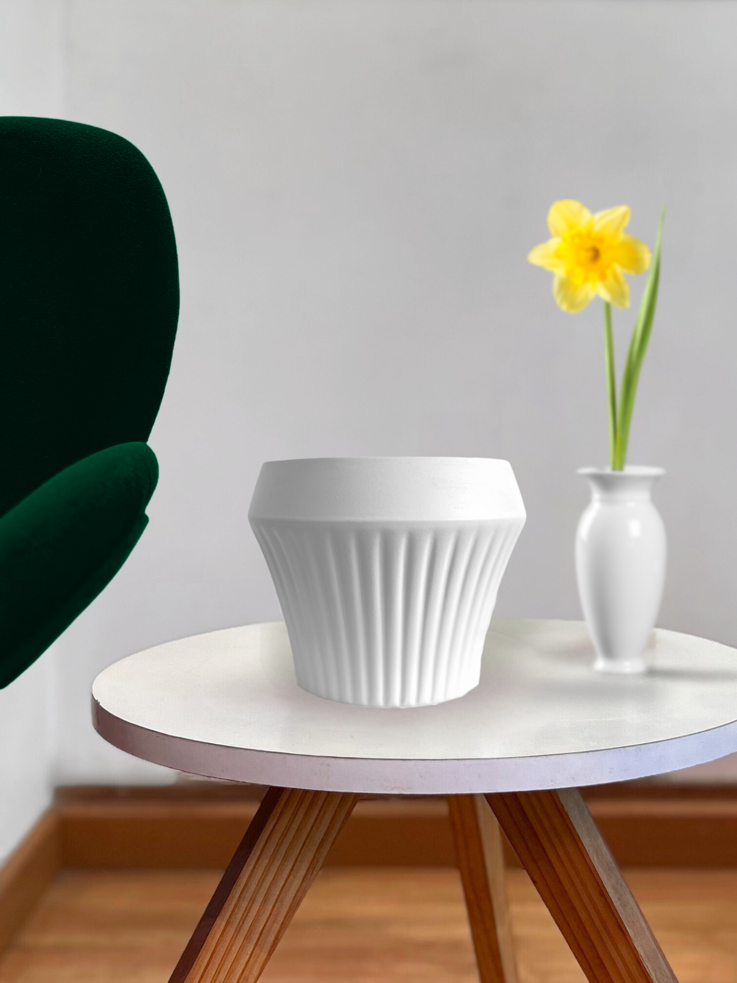 Macetero ceramica blanco forma 17x15 cm