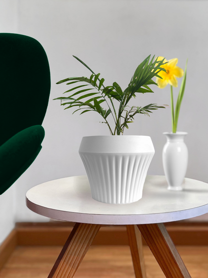 Macetero ceramica blanco forma 17x15 cm