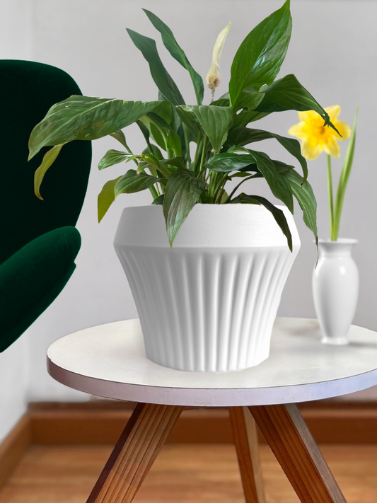 Macetero ceramica blanco forma 11x11 cm