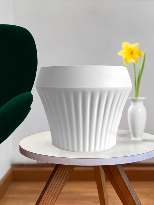 Macetero ceramica blanco forma 25x19