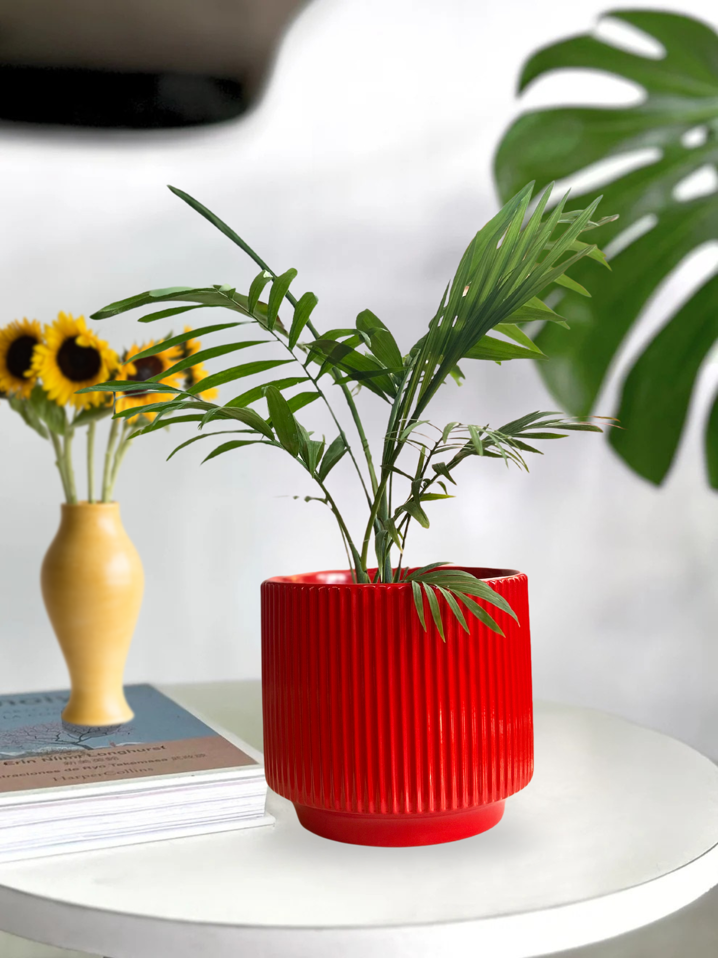 Macetero ceramica rojo 16x14 cms