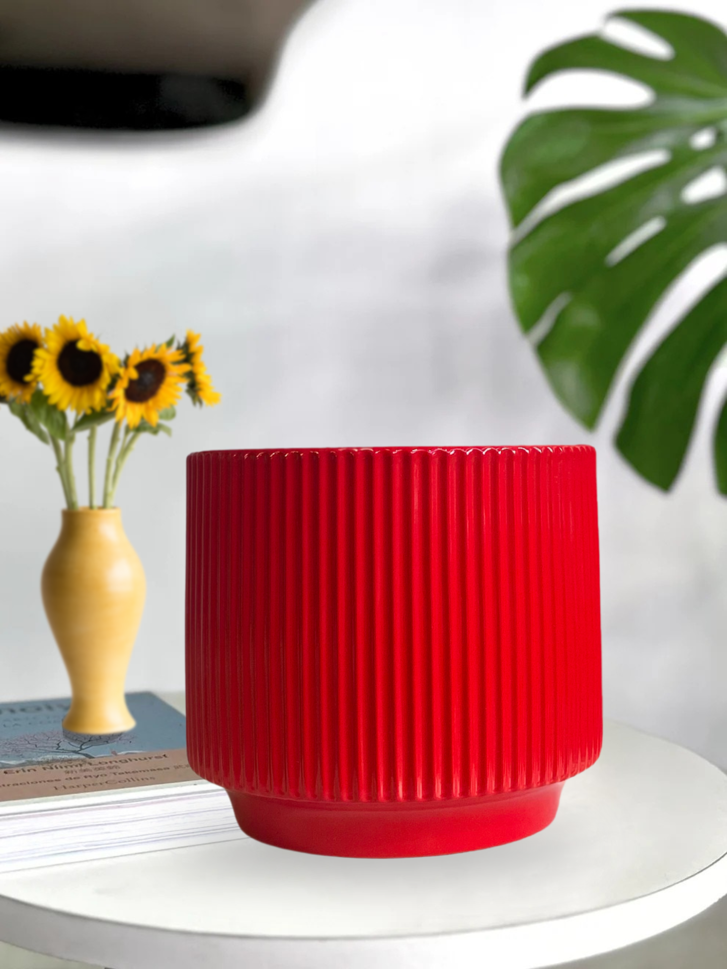 Macetero ceramica rojo 20x16 cm